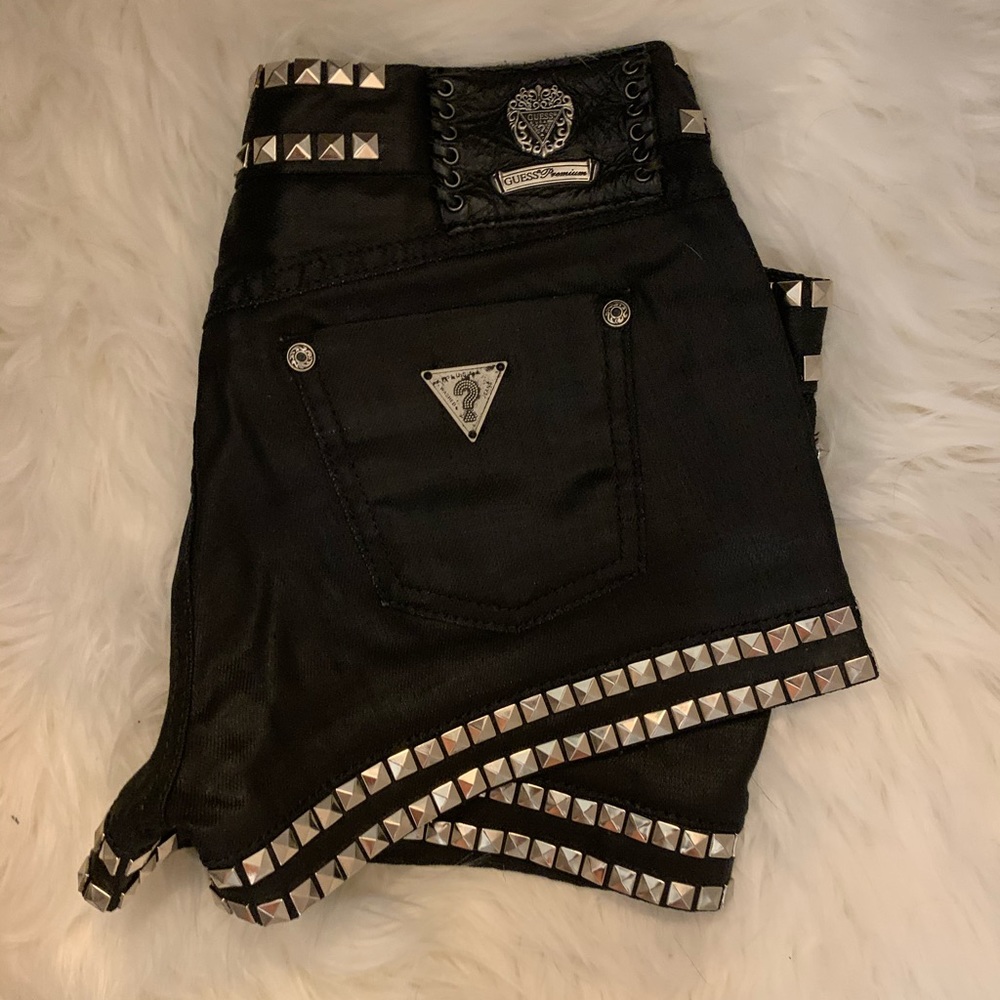 Guess Studded Shorts Faux Leather